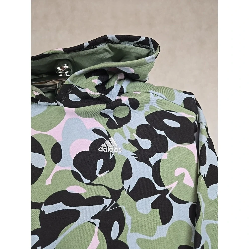 NWT Adidas Girl Hoodie Size Large 14 Pullover Hooded Sweatshirt Logo Green Black